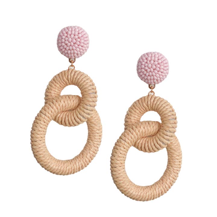 Nantucket Raffia Earrings | Natural Pink for wholesale by Gaby & Grace