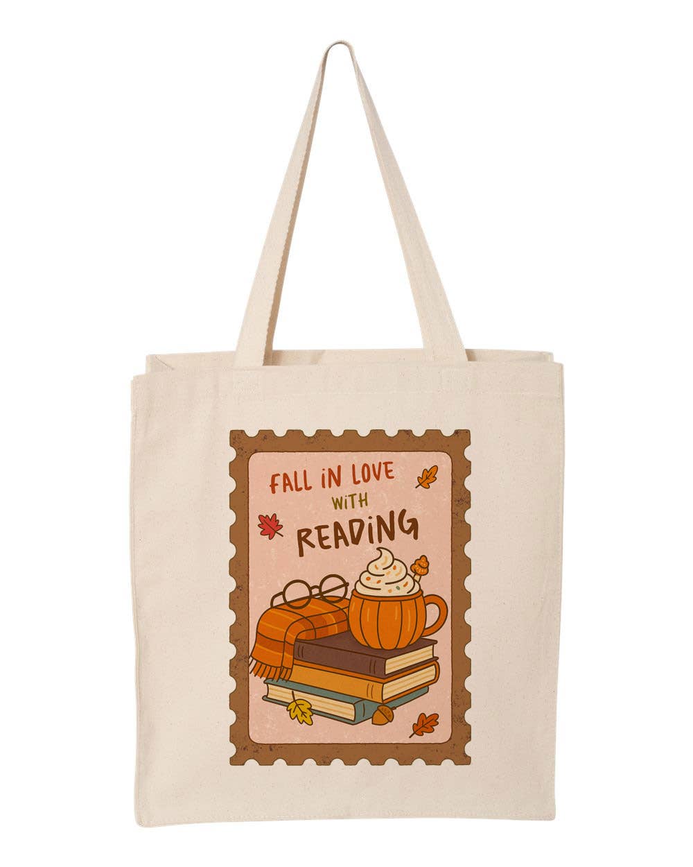 DaisyChainDesignCo - Wholesale Tote Bag - Women's - Cozy Fall Reading Canvas Tote Bag 1