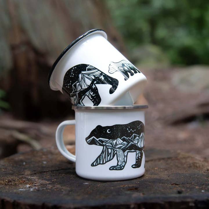 Mama Bear Enamel Camping Mug, A Heartfelt Gift for Bear Mamas for wholesale by Mountain Mornings