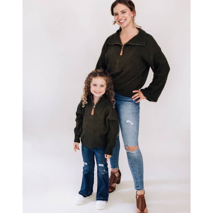 HAHA MAMA Clothing - Wholesale Knit Sweater - Kids - Dark Green Sweater - Child9