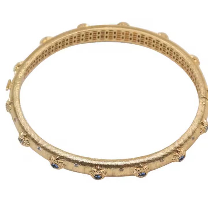 HoopLa - Wholesale Cuff bracelet - Opera Bracelet the Marci Open Hinge CZ Wrap 18K Gold Bangle3