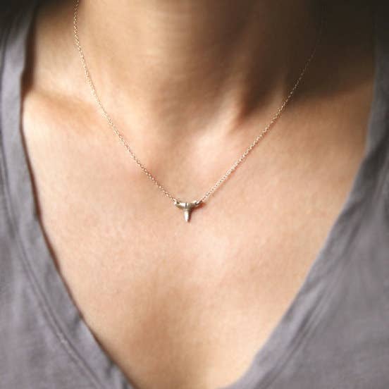Baby Shark Tooth Necklace in 14k Gold for wholesale by Michelle Chang