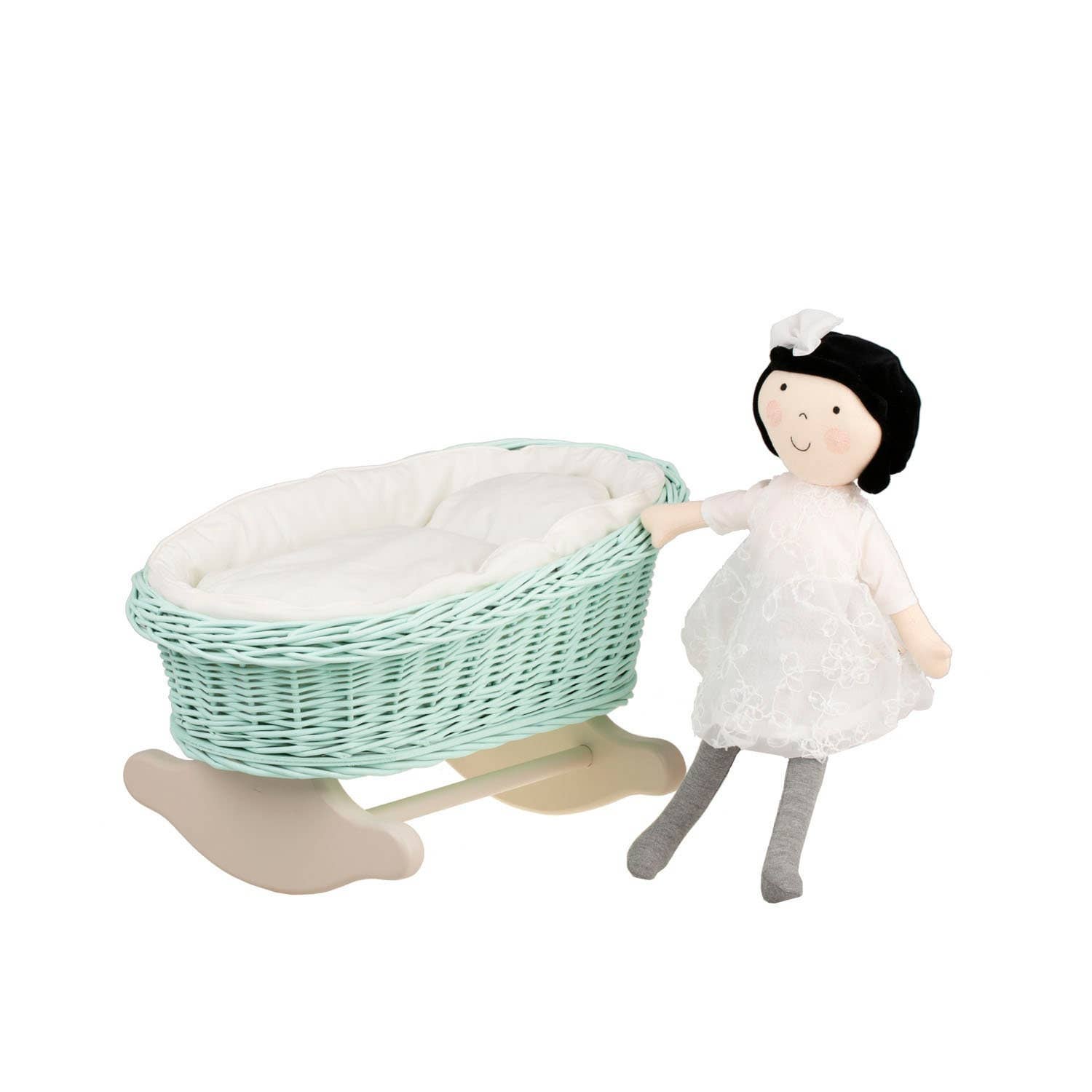The Wicker Stories - Wholesale Doll Accessory Kit - Kids - Painted Swing Bed For Doll, Wicker Doll Cradle4