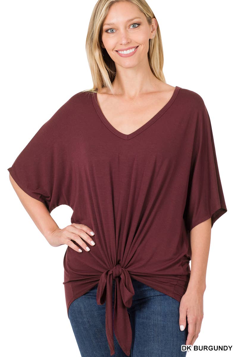 42POPS - Wholesale Tunic - Women's - ,..._ SI-18787 LUXE RAYON V-NECK TIE FRONT TOP27