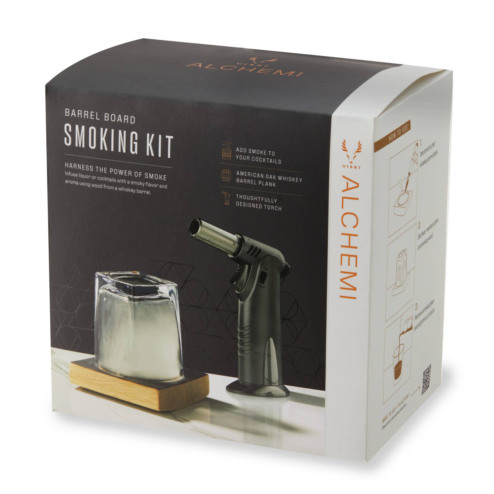 Viski - Wholesale Bar Tool - Alchemi™ Oak Barrel Board Smoke Infusion Kit Set of 31