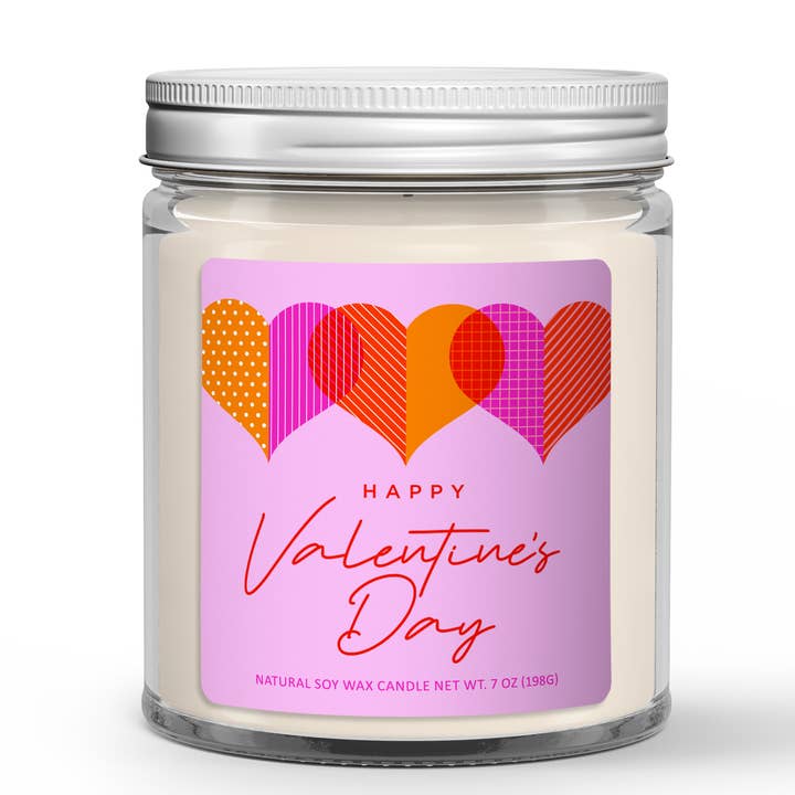 Happy Valentine's Day Hearts Row - Valentine's Day Candle for wholesale by Wi-Wear