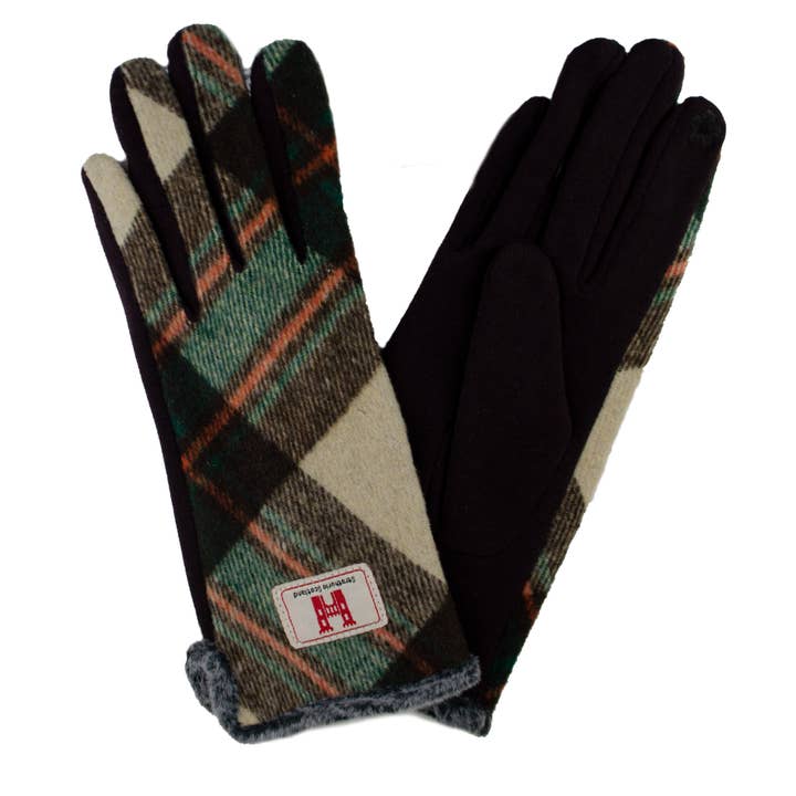 Strathurie Grønne og Brune Ternet Handsker for engroshandel hos Strathurie