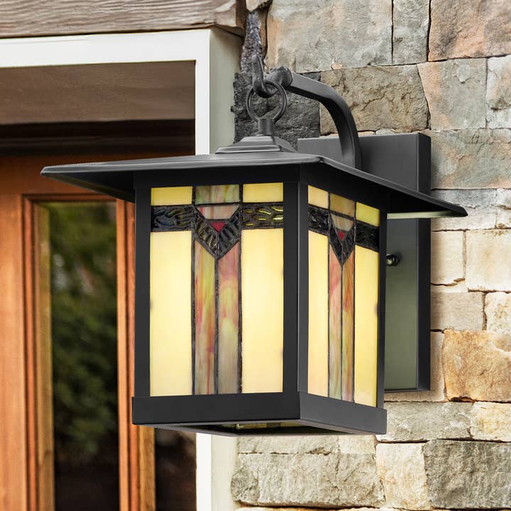 River of Goods - Wholesale Outdoor/Lawn Light - 11.75"H Louis Green Stained Glass Outdoor Light Fixture6