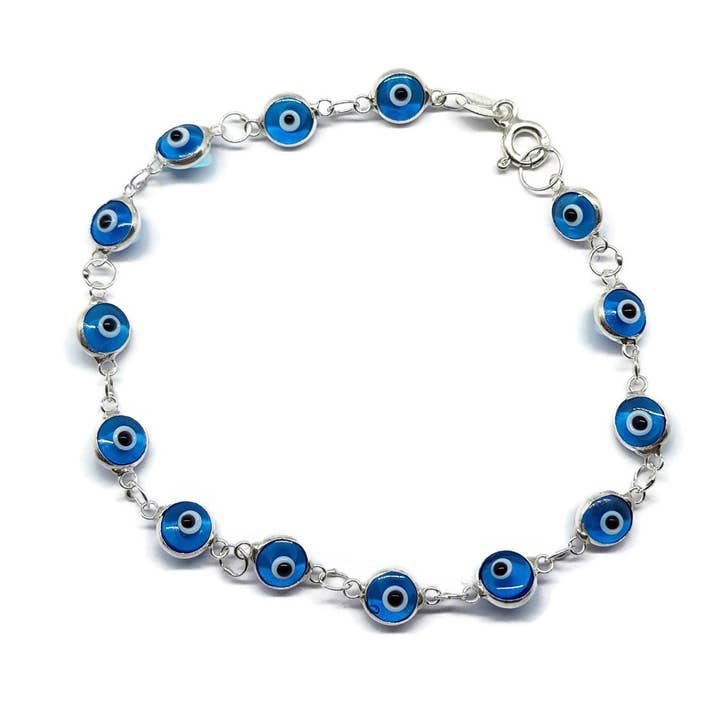 MYSTIC JEWELS - Wholesale Charm/dangle bracelet - Sterling Silver Evil Eye Bracelet - 19 cm1