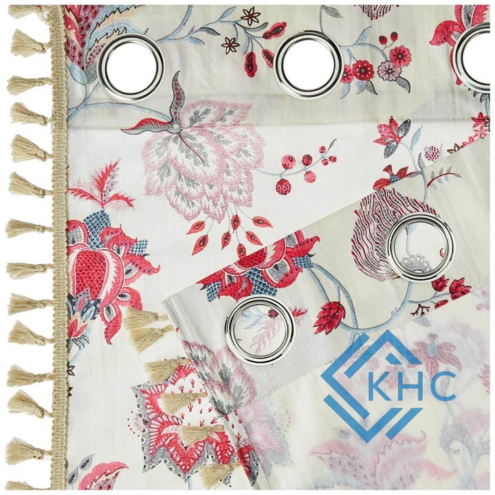 KHC - Vendita all'ingrosso Tende - Tenda floreale rosa indiana fatta a mano 100% cotone