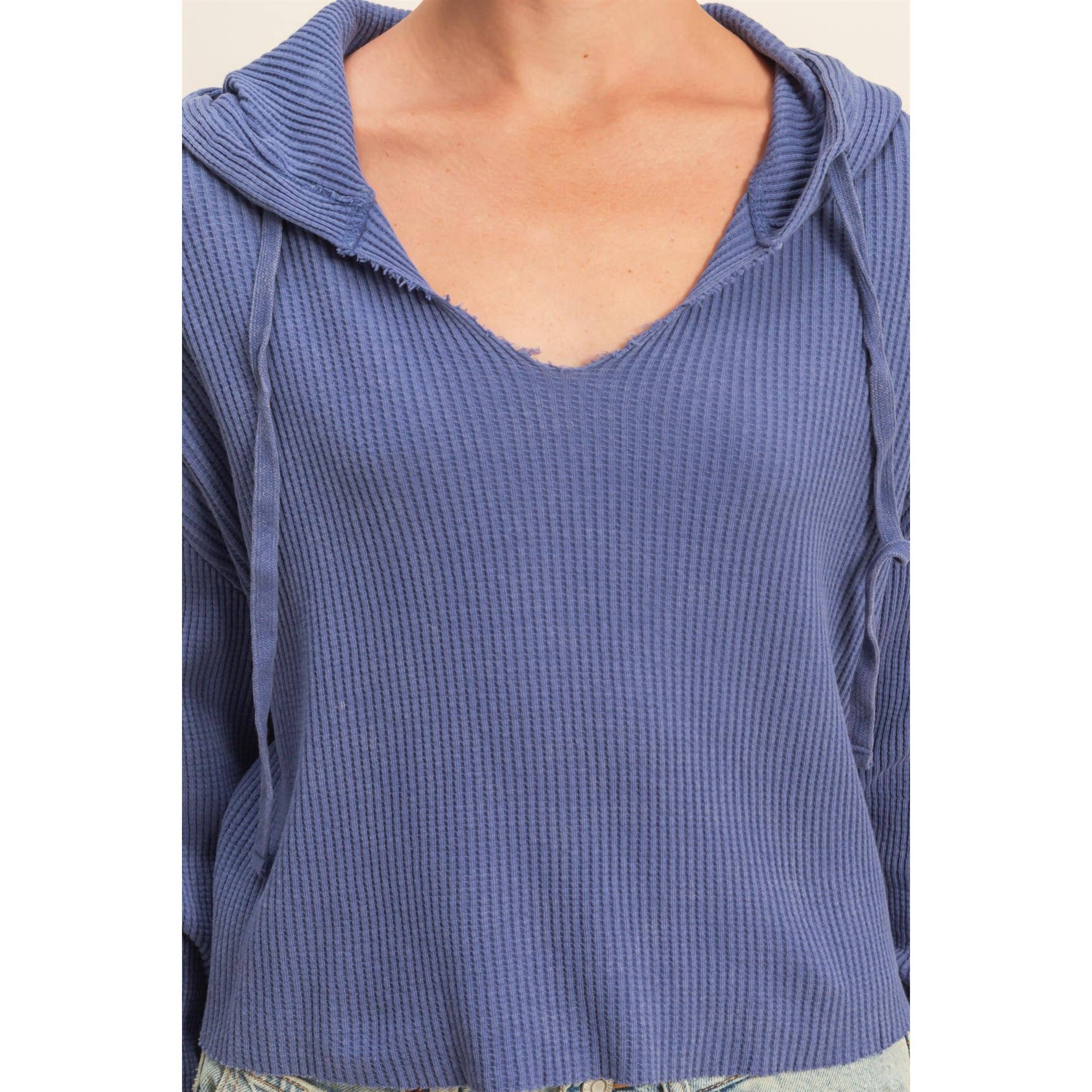 HYFVE – Hoodie – Mulher por atacado – Hoodie de Malha Waffle Cropped com Lavagem Mineral3