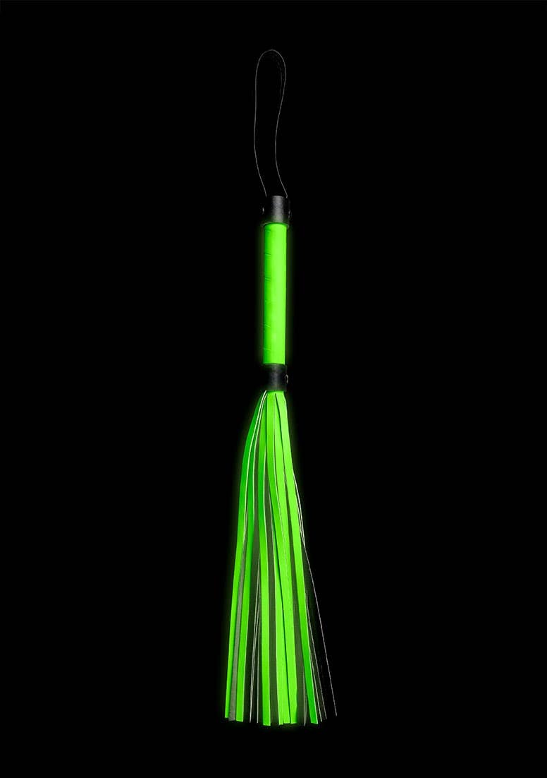 Neon Green Black Glow in the Dark Flogger - Bondage Sex Toy for wholesale on Faire0