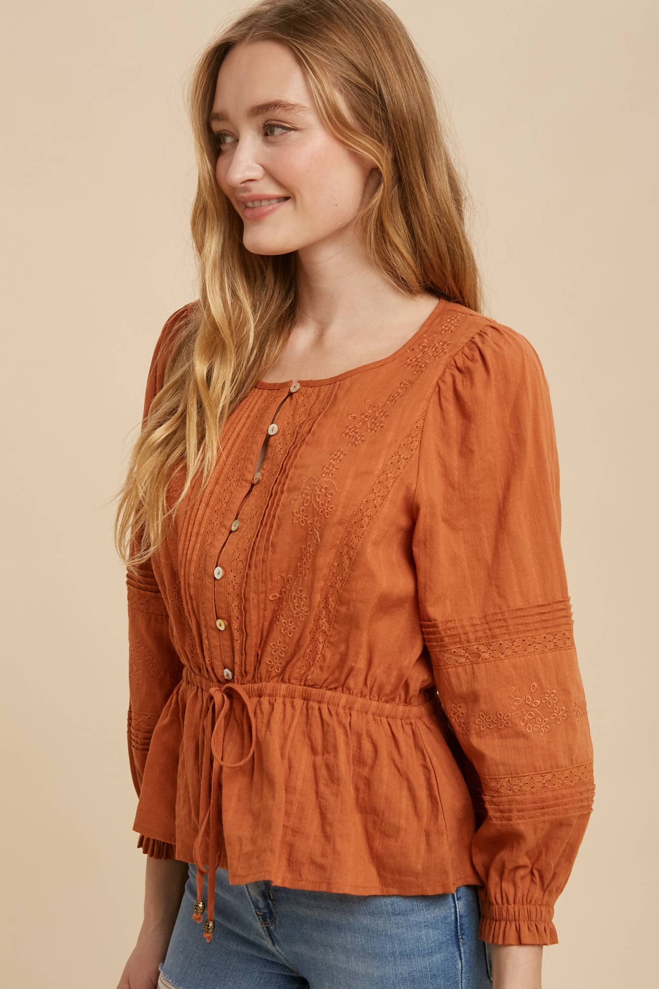 In Loom - Wholesale Blouse - Women's - EMBROIDERED BUTTON FRONT BLOUSE4