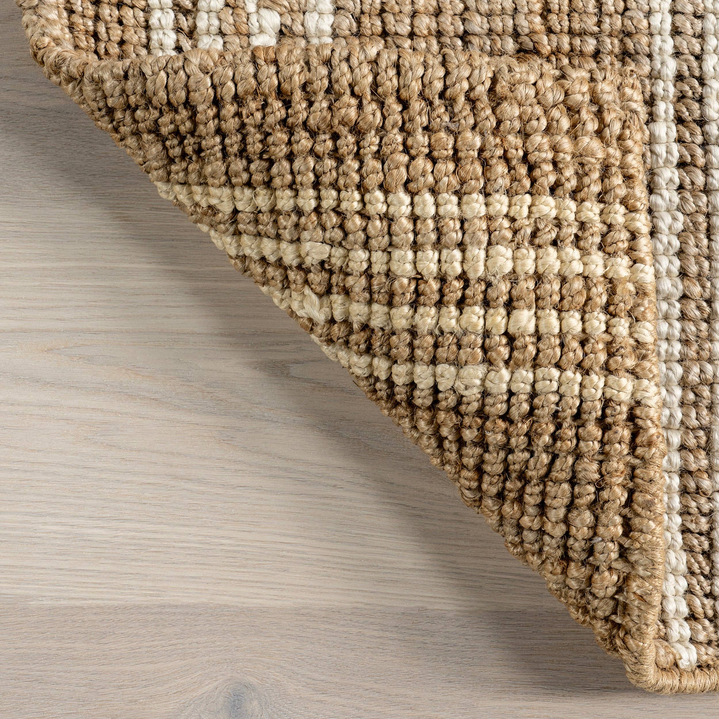 Naturel Tapis de zone en jute rayé Hanna en vente sur Faire4