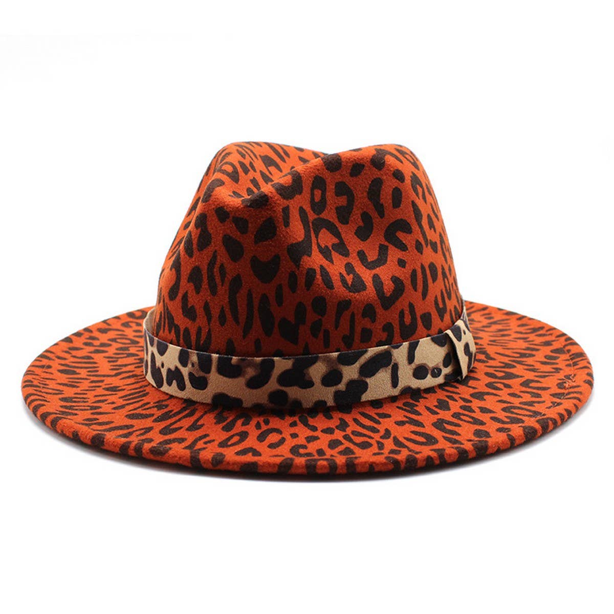 DOUBLJU - Wholesale Fedora - Unisex - FASHIONABLE NEW LEOPARD PRINT FEDORA HAT_CWAH26742