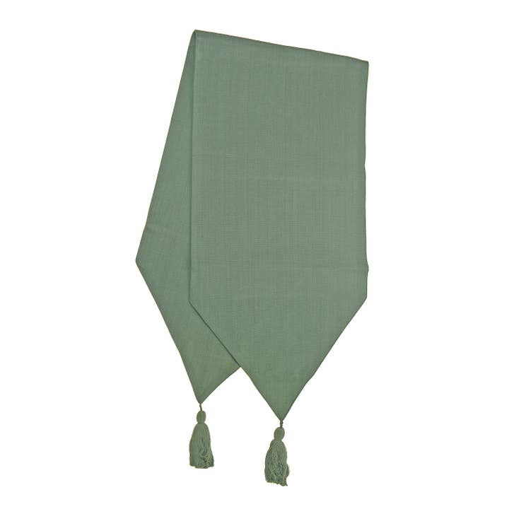 Table Runner Tassels - Solid - Moss Green for wholesale by Accent Linen