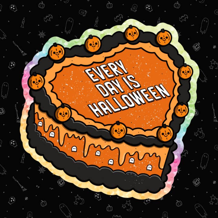 Every Day is Halloween Sticker | Halloween Cake Sticker | Spooky Cake Sticker | Cute Halloween Sticker for wholesale by Spooky Shake Studios