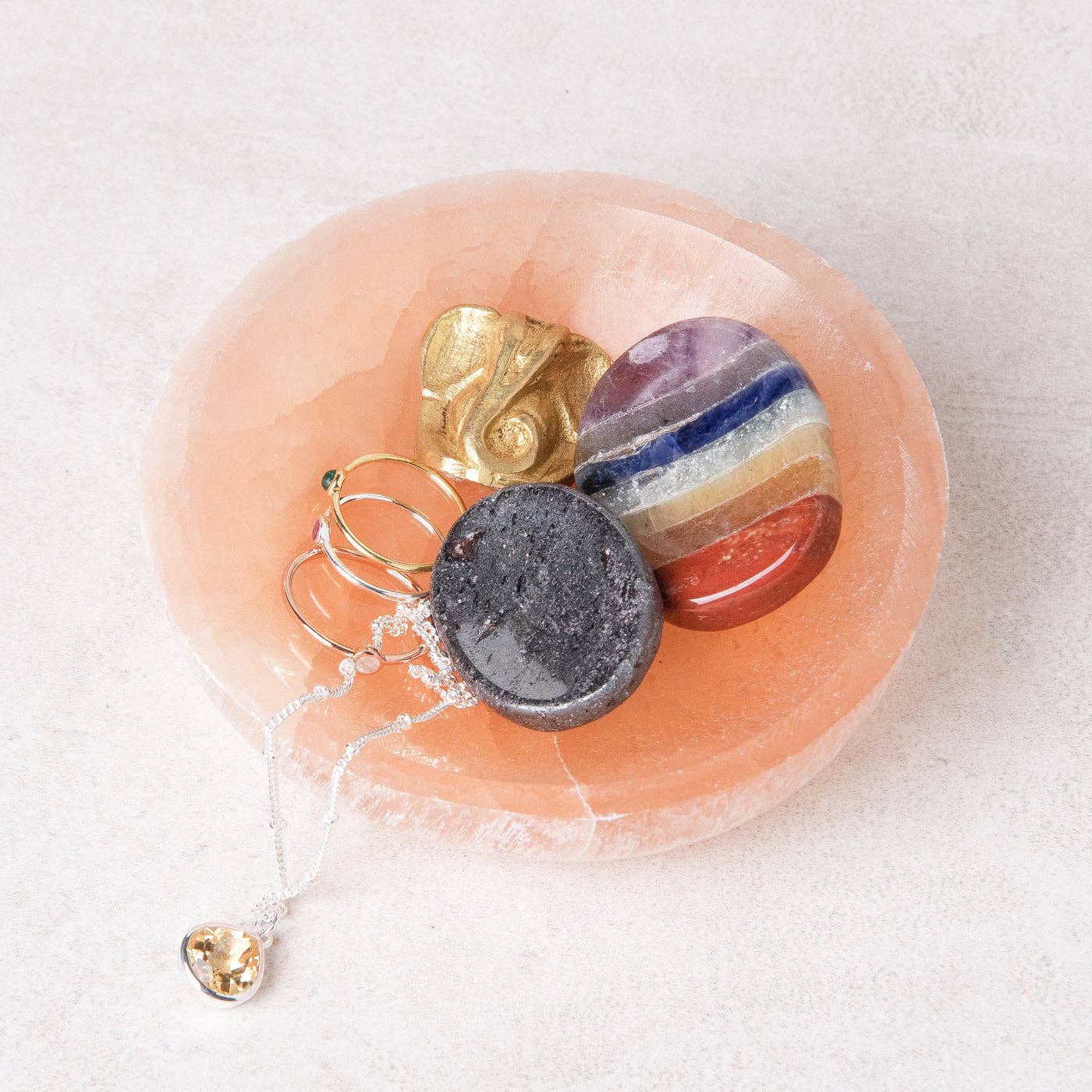 Tiny Rituals - Wholesale Crystal Charging Plate - Peach Selenite Crystal Recharging Bowl4