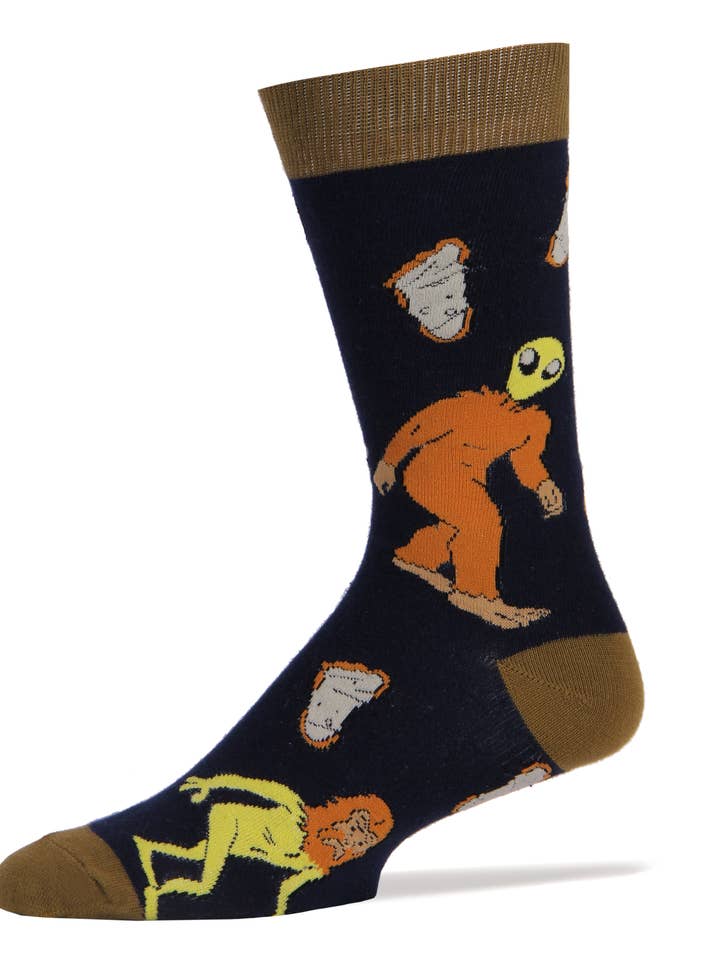Oooh Yeah/Sock It Up/Oooh Geez Slippers - Wholesale Socks - Men's - Aliens Are A foot | Men's Funny Big foot Cotton Crew Socks0