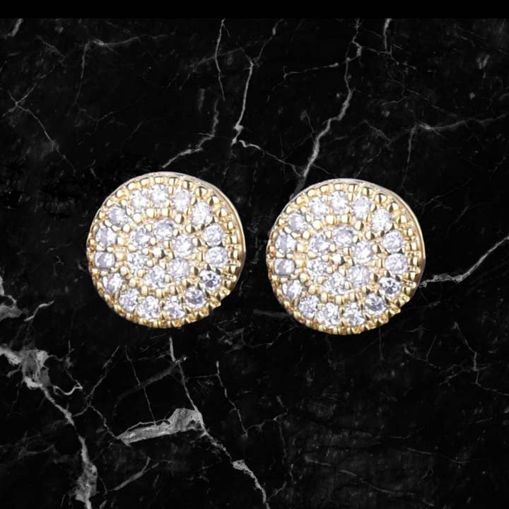 Drip Culture – wholesale Stud/post earrings – 18K Gold Diamond Circle Earrings1