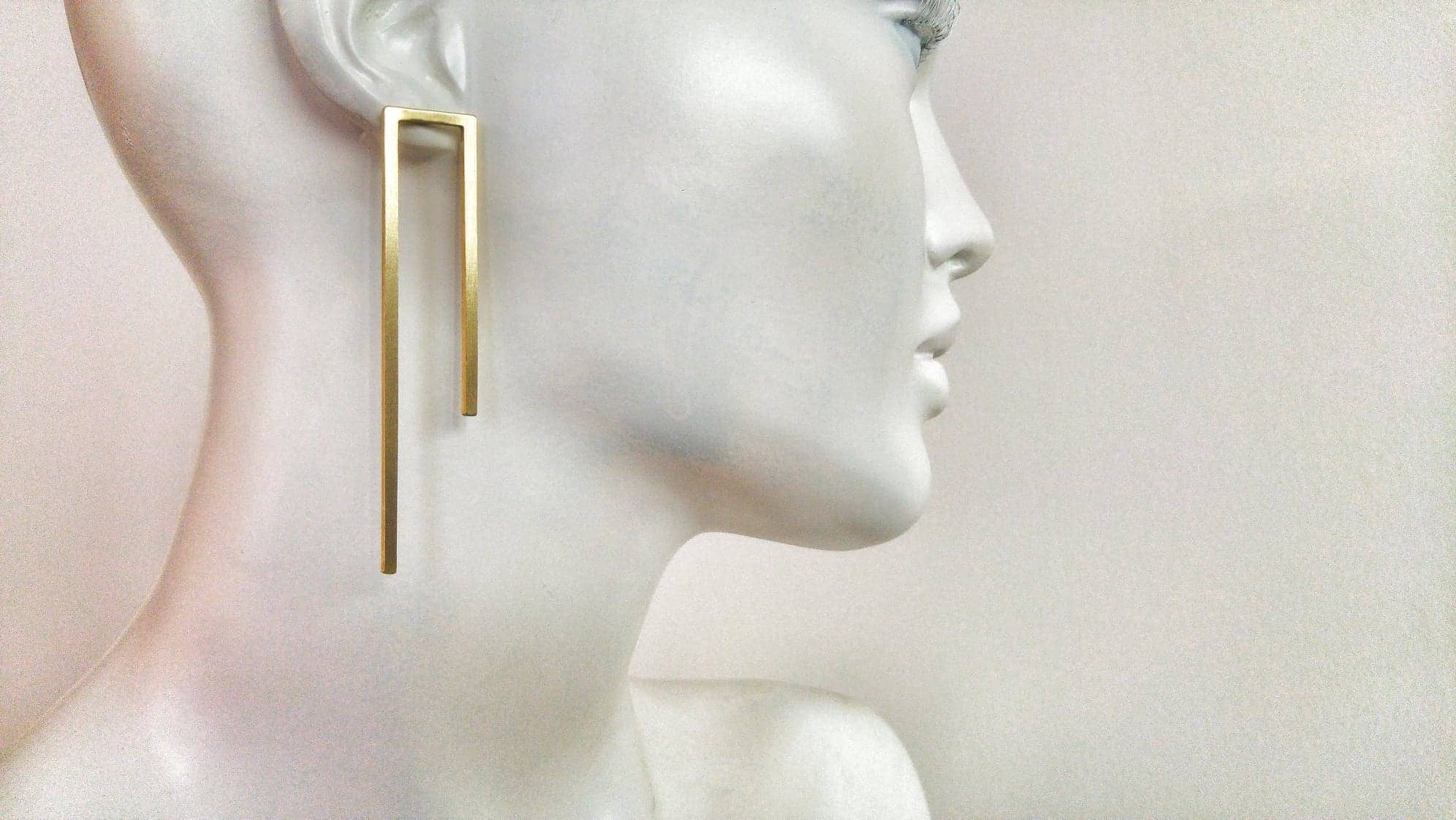 Laka Luka - Vente Boucles d'oreilles pendantes - Boucles d'oreilles surdimensionnées rectangulaires géométriques faites main4