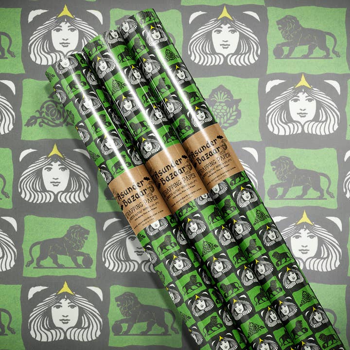 Asunder Bazaar - Wholesale Wrapping Paper Roll - Verte Nouveau Wrapping Paper Set 3 Sheet Roll0