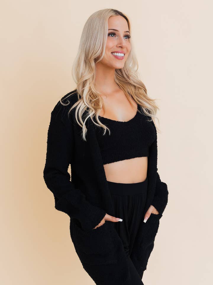 Leto Accessories - Wholesale Cardigan - Women's - Cozy Boucle Longline Cardigan w Pockets