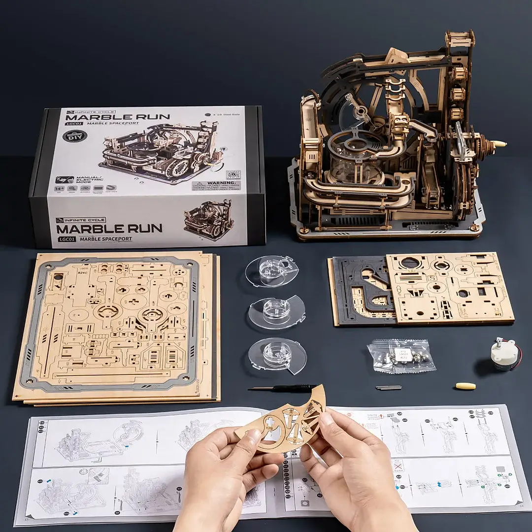 Robotime - Wholesale Puzzle - Adult - LGC01 Marble Spaceport ROKR  Marble Run 3D Wooden Puzzle 5