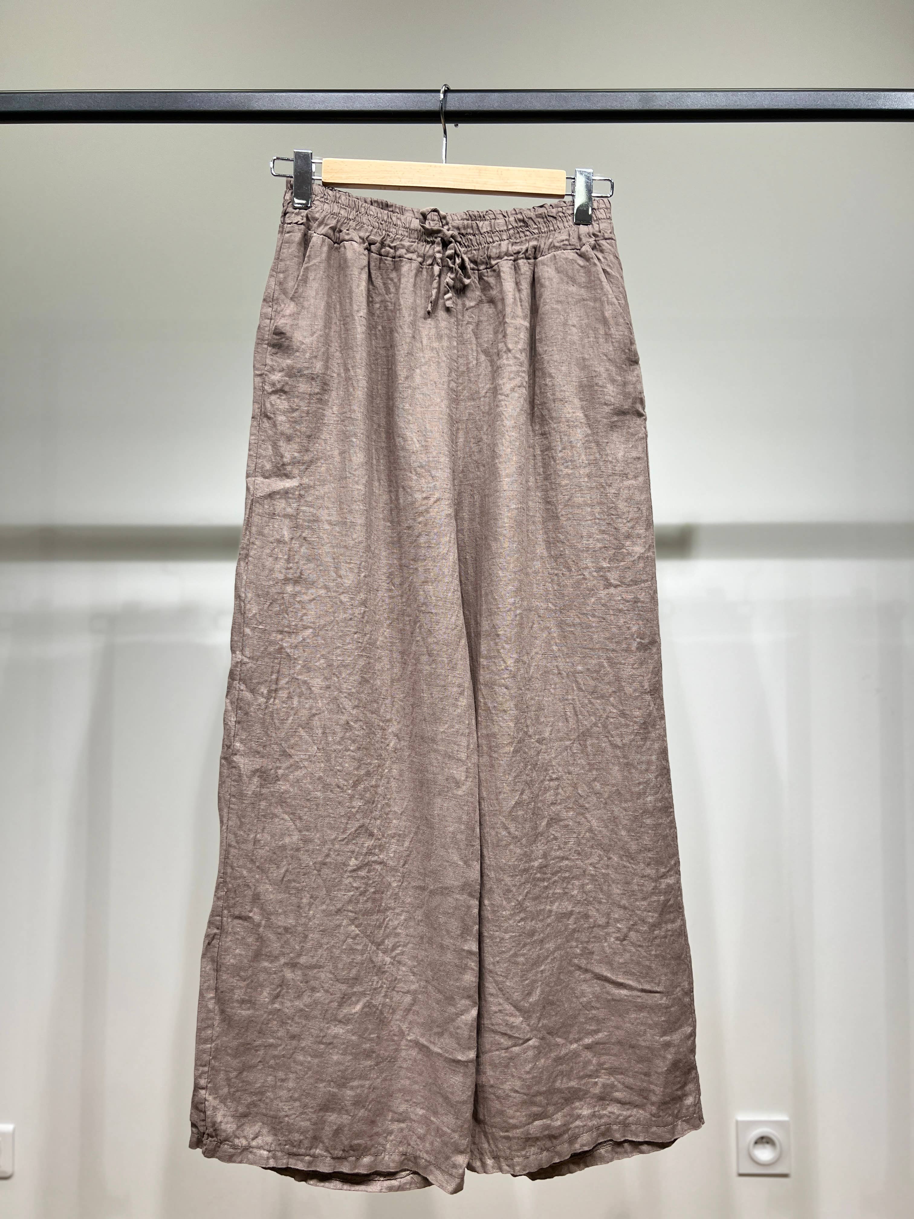 L'Emotion - Wholesale Pants - Women's - Wide Leg Elastic Waist Drawstring Pants 100% Linen6