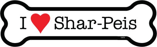 SJT Enterprises, Inc. - Wholesale Magnet - I (heart) Shar-Peis 2" x 7" Bone Shaped Car Magnets0