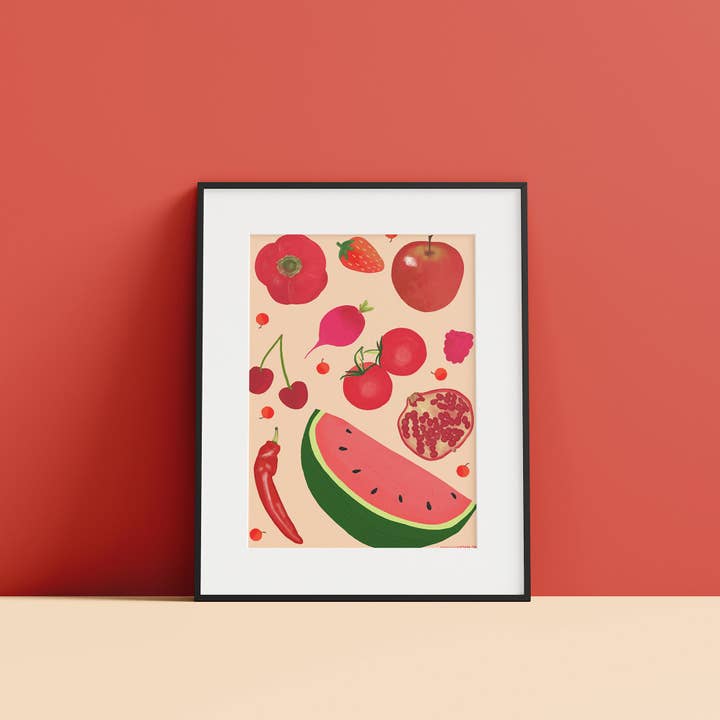 Katsillustration - Wholesale Art print - Red Fruit and Veg Art Print1