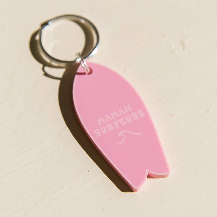 Little Anana - Wholesale Keychain - Women's - New! PORTE CLÉ PLANCHE DE SURF MAMAN SURFEUSE ROSE