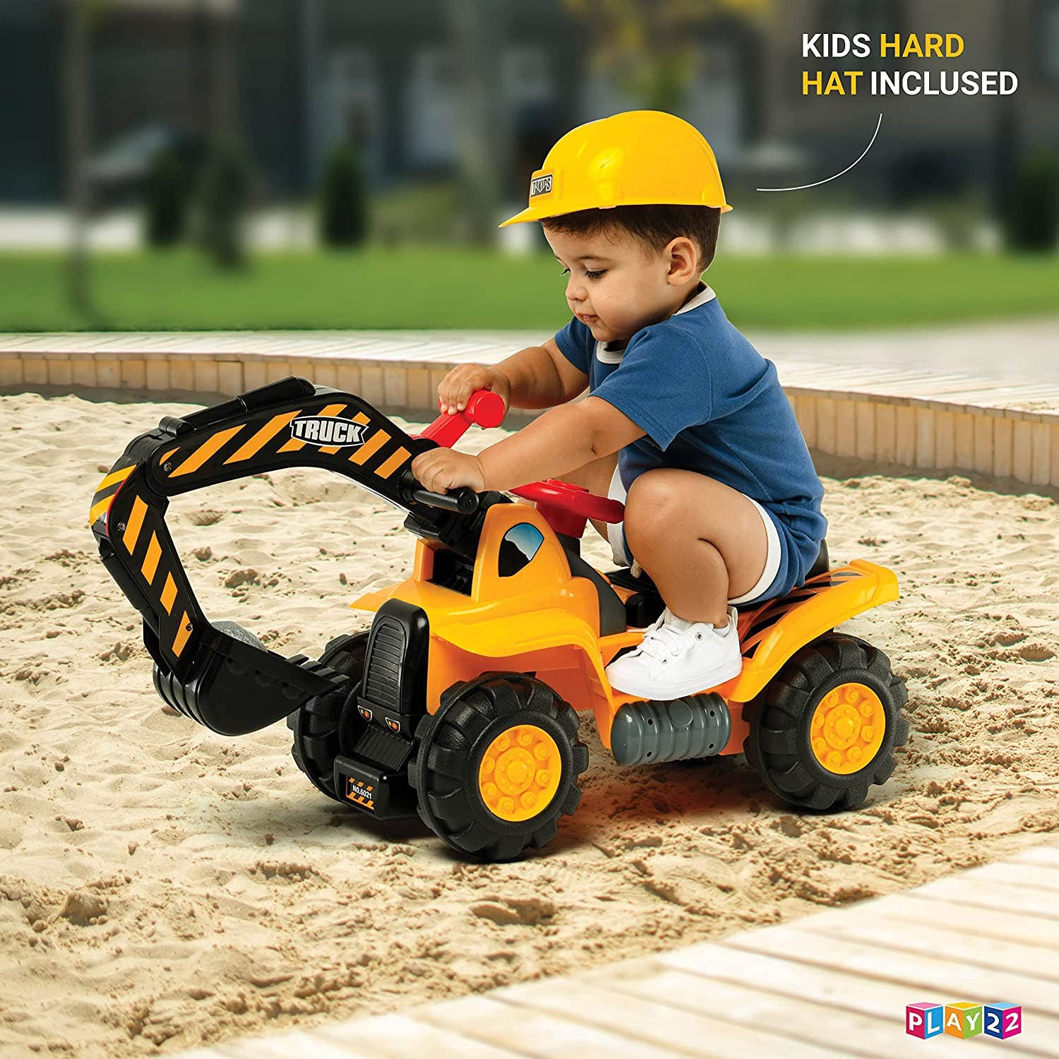 Play22 - Wholesale Toy Car/Truck - Kids - Play22 Ride-On Toy Tractor Excavator for Kids with Helmet5