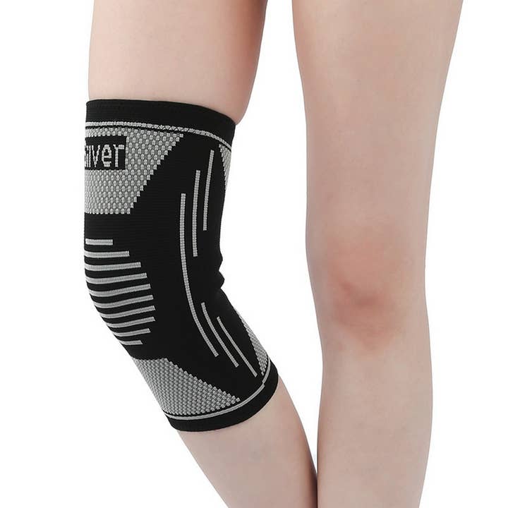 Black Silver Fiber Sports Knee Brace,Odor-Free&Breathable_CWMM7885 for wholesale on Faire1