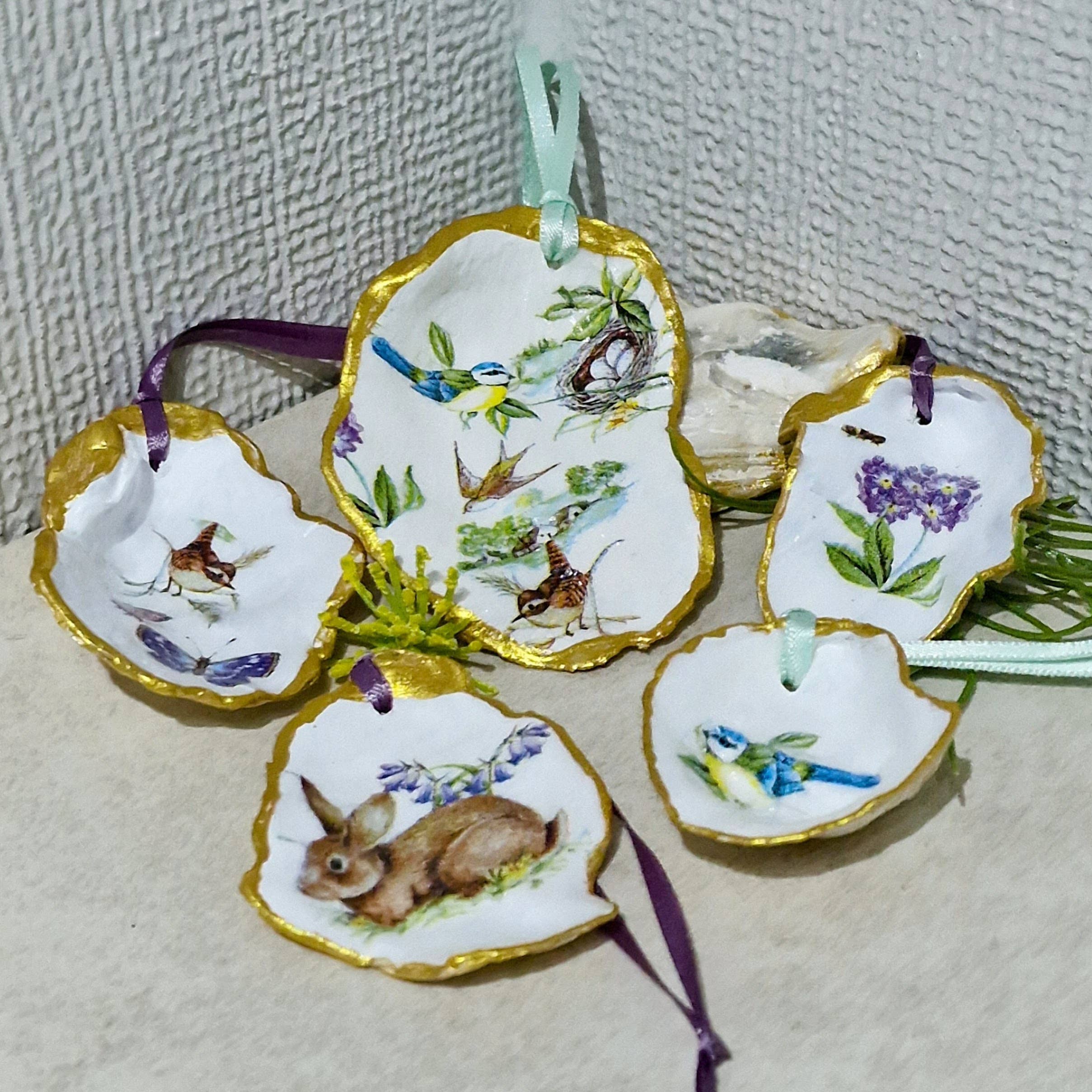 Bee my Oyster – wholesale Ornament set – NEW Spring Easter Hanging Ornament Oyster Shells x 5 Pieces1