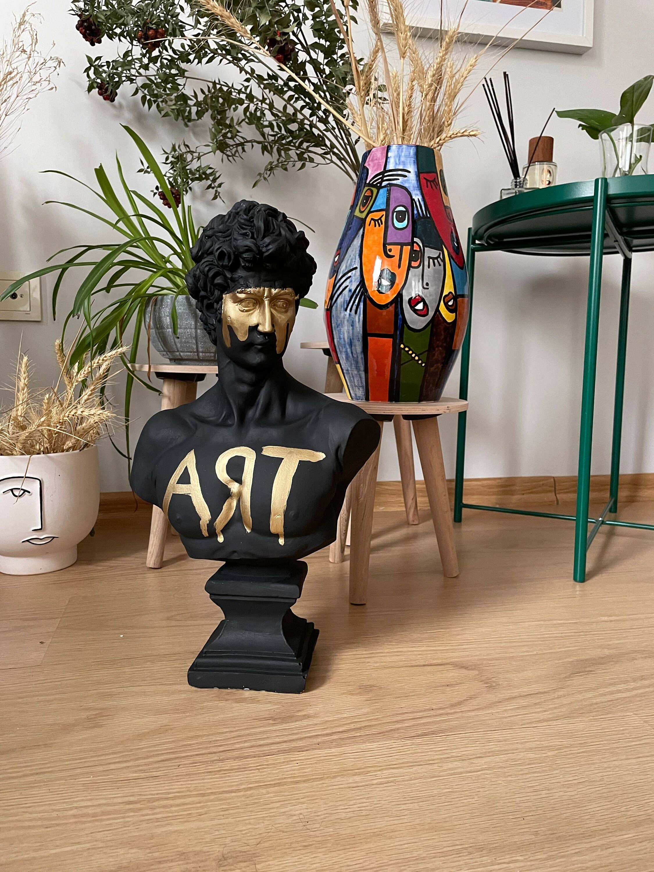 RomaArtSculptures - Vendita all'ingrosso Scultura - Grande scultura statua di busto di David con dettagli dorati8