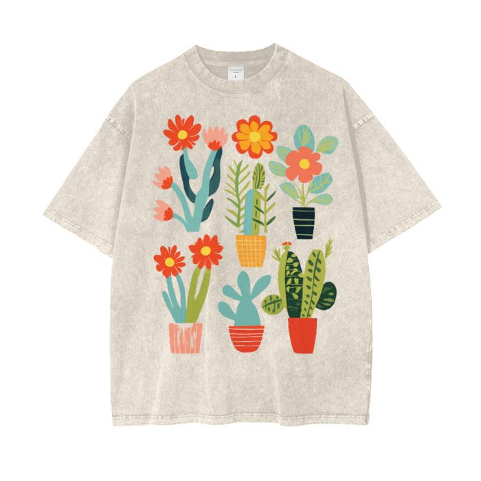 Colorfulmamas – wholesale Screen printed t-shirt – Women′s – Plant And Cactus Shirt