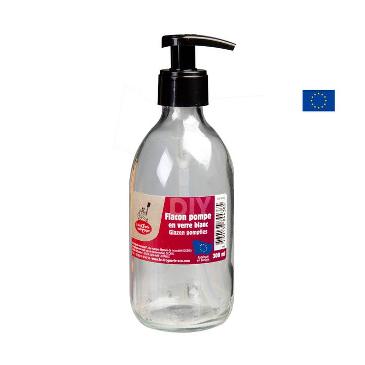 White Glass Pump Bottle 300ml - La Droguerie for wholesale by Ecodis - Grand Beau