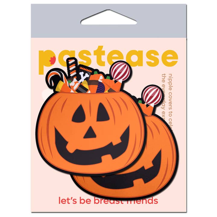 Pastease® - Wholesale Nipple Pasties - Women's - Trick-or-Treat Pumpkin Pasties with Candy Nipple Covers