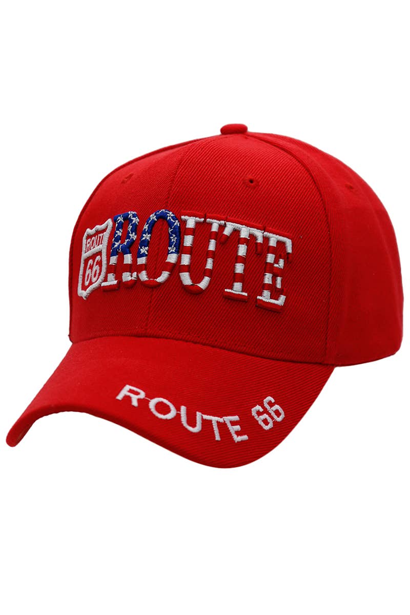 Cap Zone - Wholesale Honkbalpet - Uniseks - Route 66 baseballpet met Amerikaanse vlag en logo7