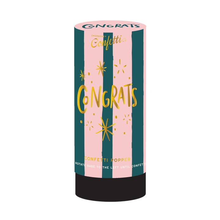Congrats Confetti Popper- pink/navy for wholesale by Emergency Confetti