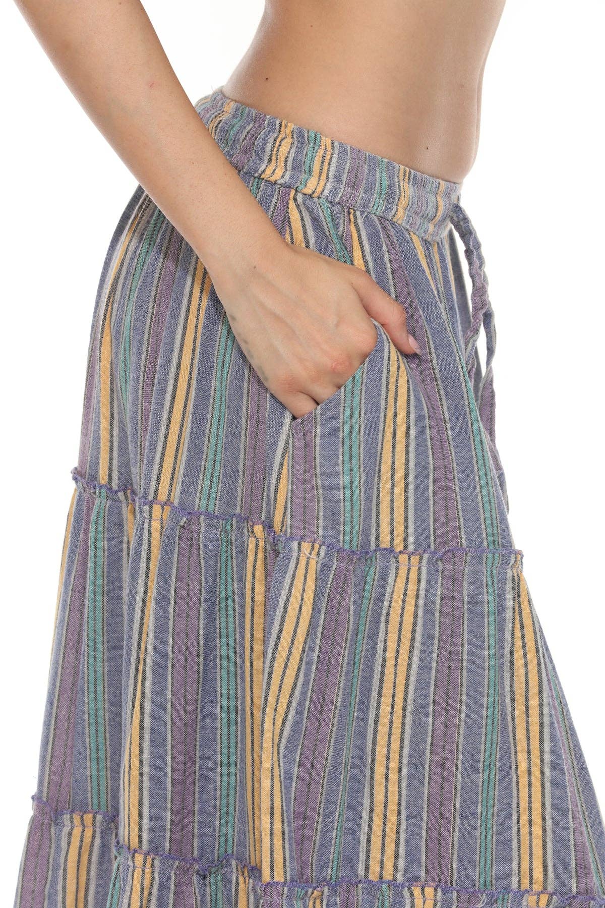 Lakhays Collection Inc. - Wholesale Skirt - Women's - Stripe Tiered Maxi Skirt6