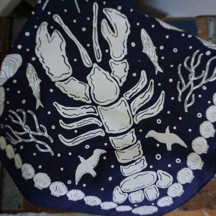 A Wee Maine Artist - Wholesale Bandana - Women's - Navy Blue and White Cotton Nautical Bandana