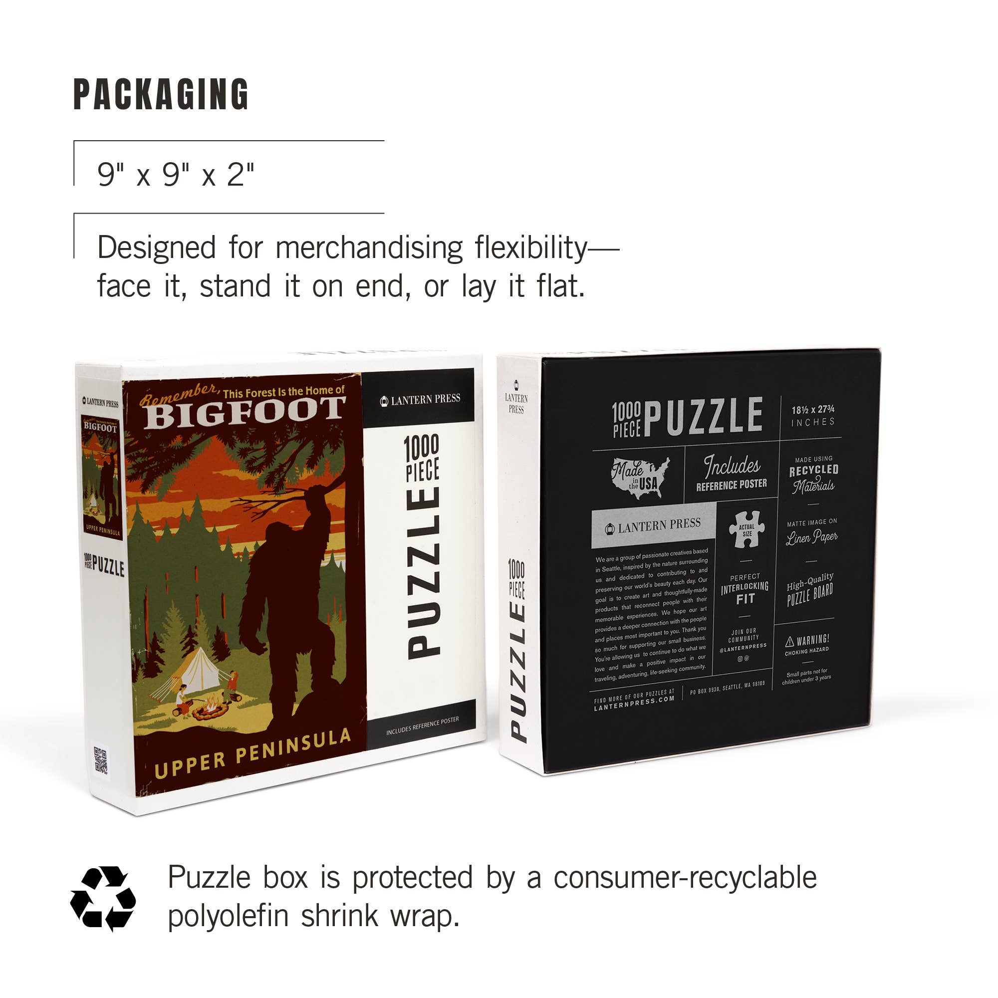 Lantern Press - Wholesale Puzzle - Adult - 1000 PIECE PUZZLE Upper Peninsula, Michigan Bigfoot7