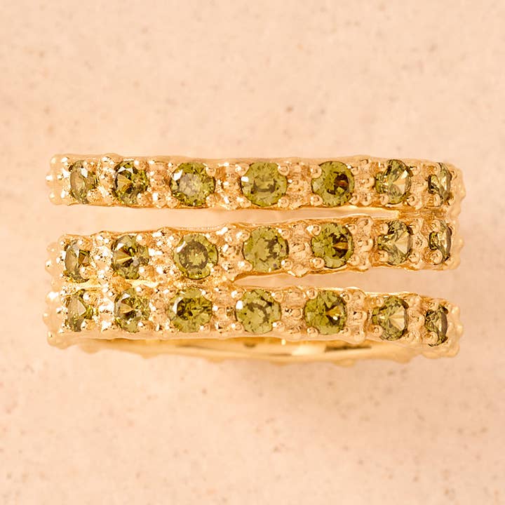 Anello Verde Amalia | Gioielli Oro Regalo Impermeabile per la vendita all'ingrosso da parte di Agapée Jewelry