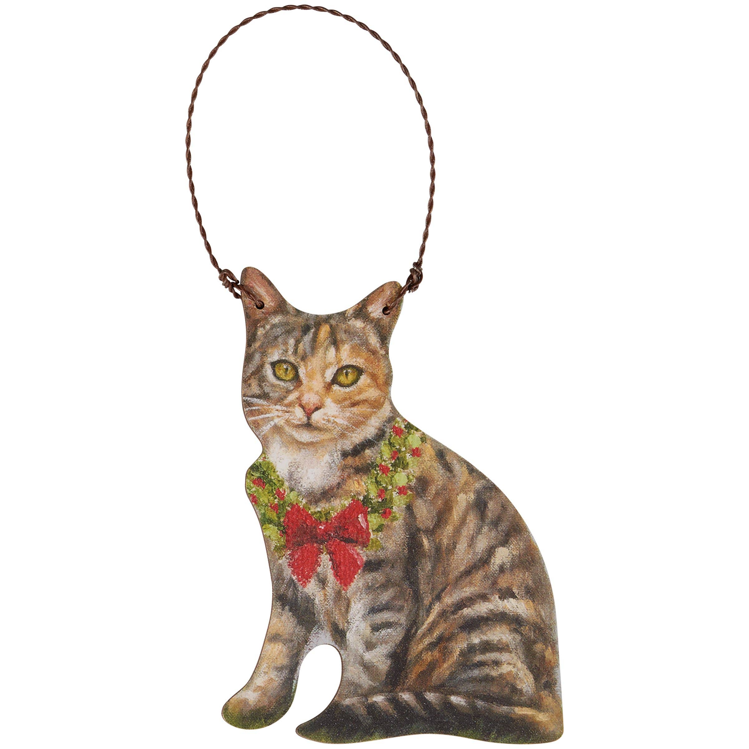 Primitives by Kathy - Wholesale Ornament - Tabby Cat Scarf Ornament0