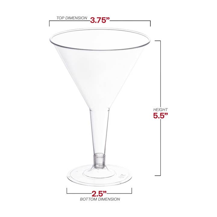 Smarty had a Party - Wholesale Cocktail/liquor glass - 6 oz. Clear Plastic Martini Glasses - 8 pcs3