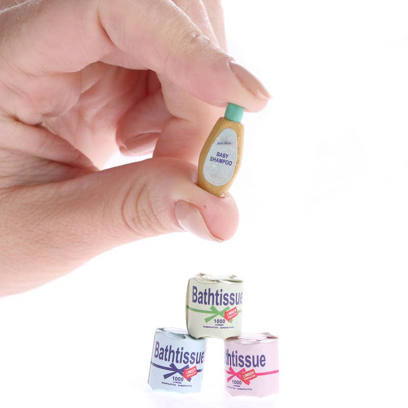 Factory Direct Craft - Wholesale Doll Accessory Kit - Kids - Miniature Bathroom Tissue and Shampoo Bottles 4 Piece Set2