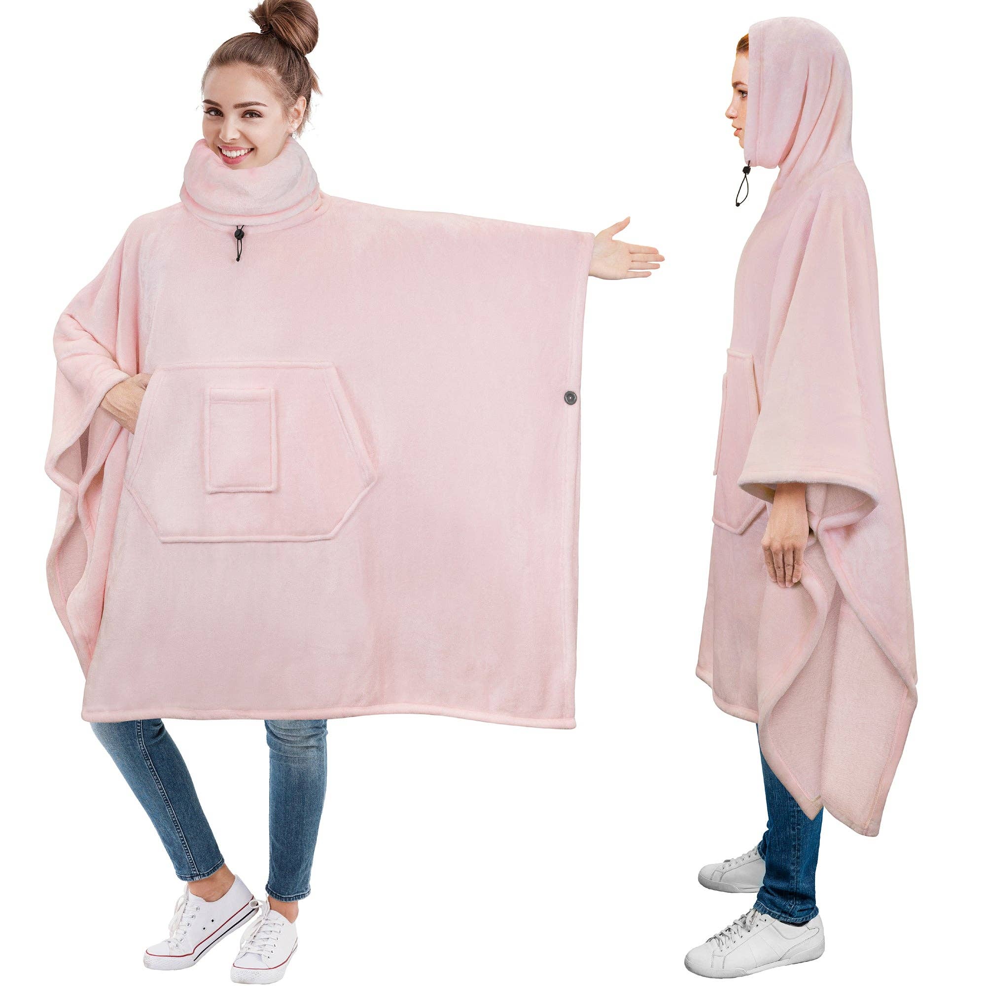 Pavilia - Wholesale Poncho - Women's - Neck Warmer Hooded Poncho Blanket75