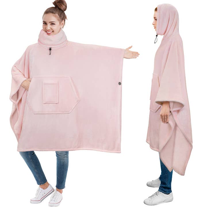 Pavilia - Vente Poncho – femme - Couverture poncho à capuche cache-cou75